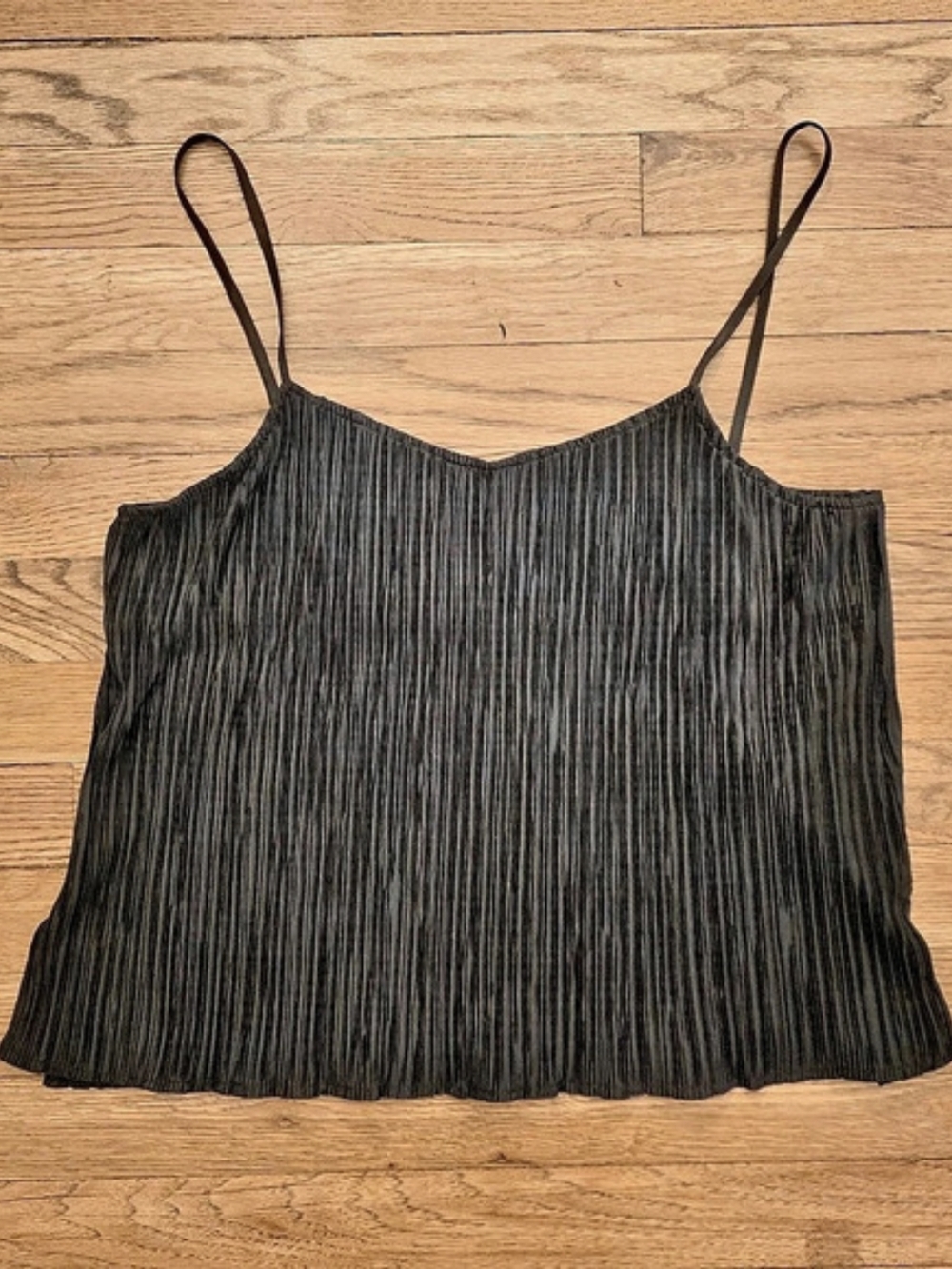 Black Plisse Strappy Camisole Like New